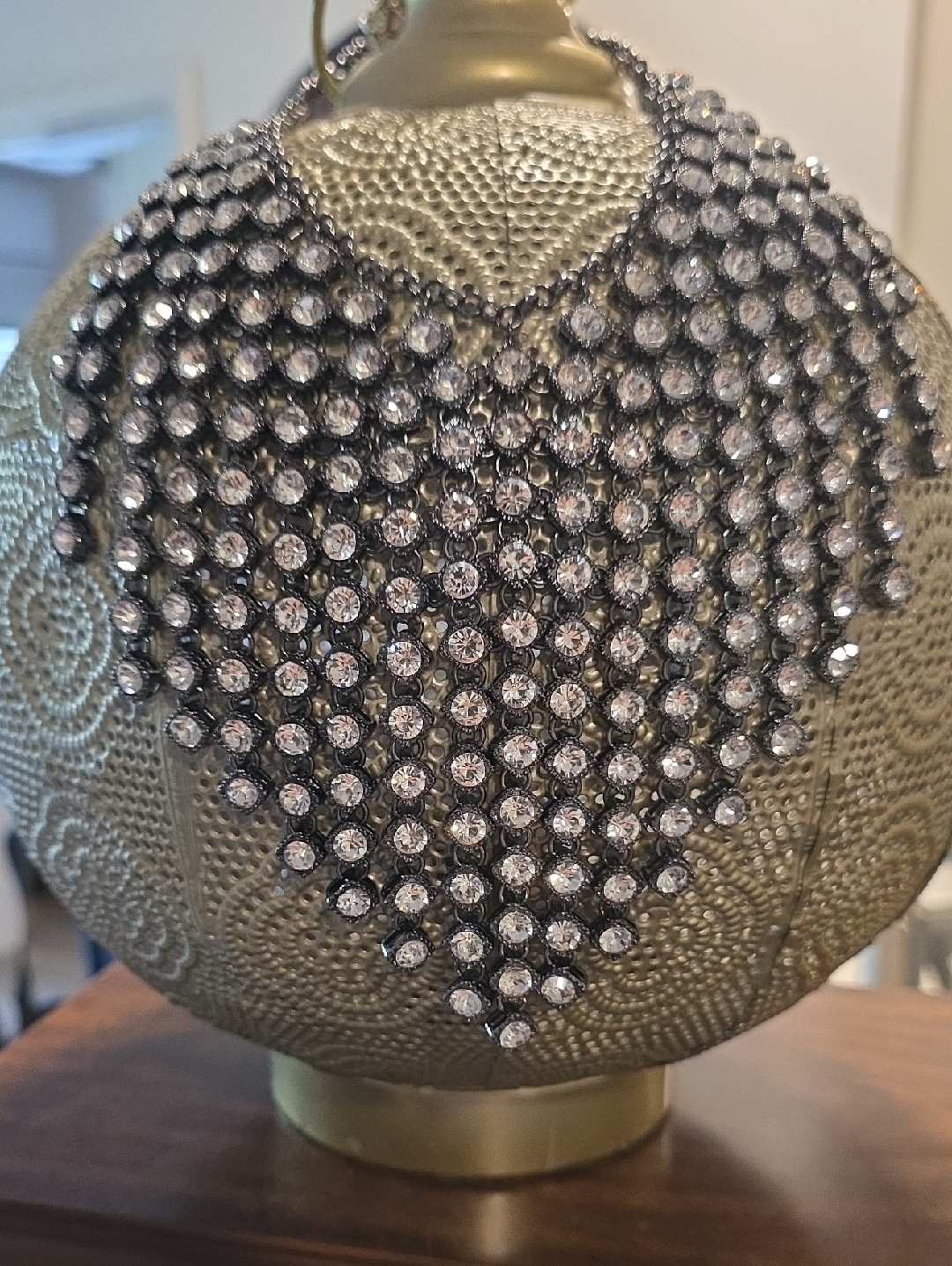 Crystal Statement Bib Necklace - Silver Tone